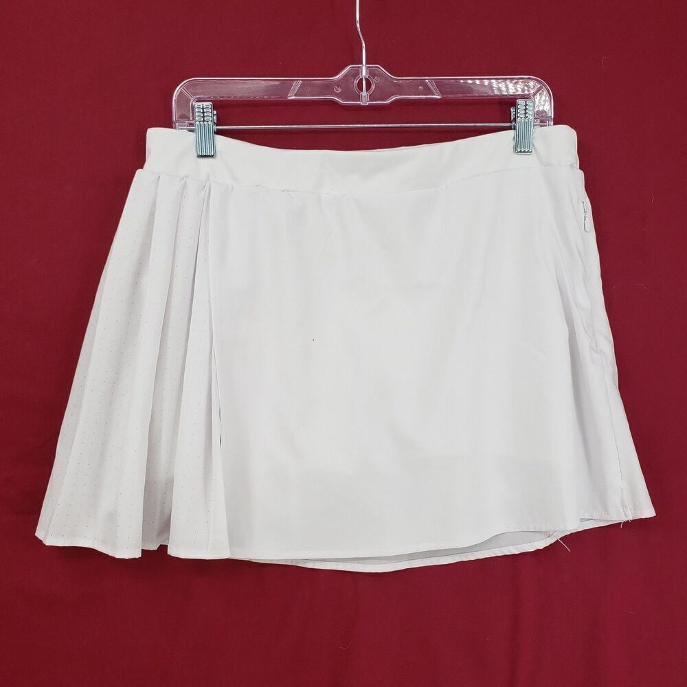 Avia Skort Womens Medium White Tennis Golf Pleated Side Zip Built-in Shorts